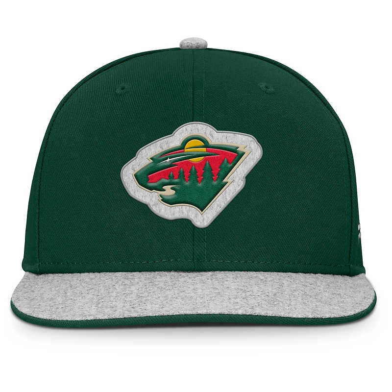 Casquette snapback en loden verte Minnesota Wild Fundamentals pour homme