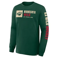 Men's Fanatics Green Minnesota Wild Goal Crease Legacy Long Sleeve T-Shirt