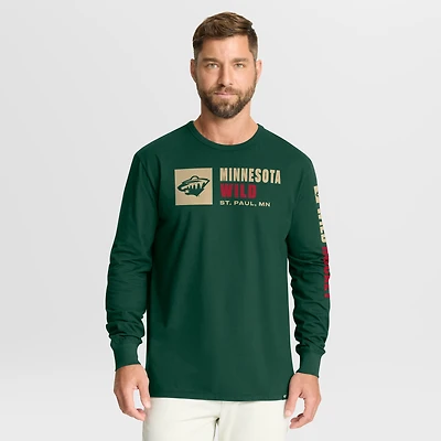 Men's Fanatics Green Minnesota Wild Goal Crease Legacy Long Sleeve T-Shirt