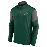 Haut zippé quart de tour avec logo vert du Minnesota Wild Fanatics pour hommes