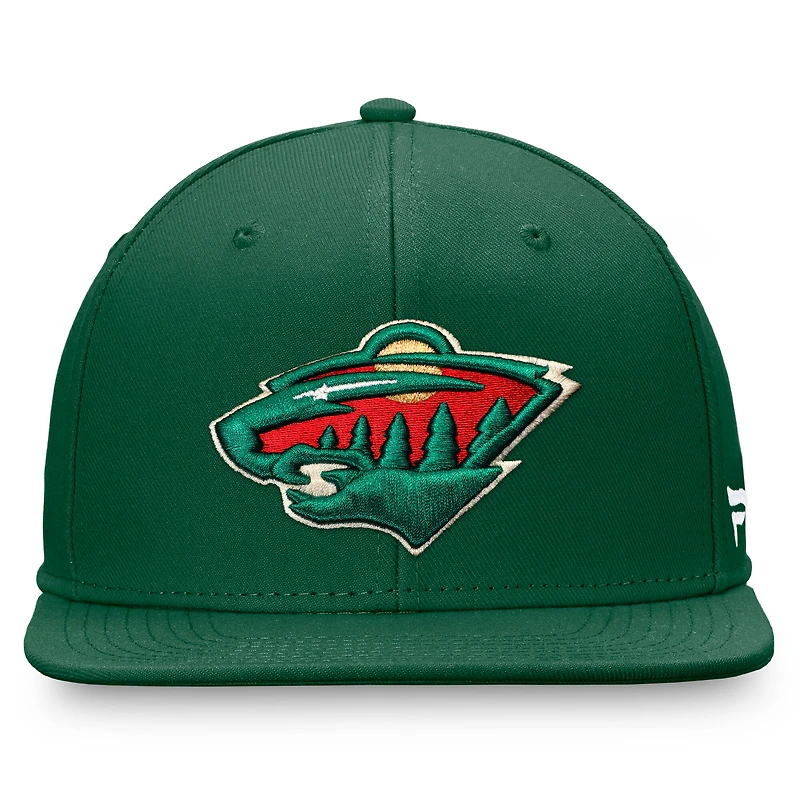 Casquette snapback verte Fanatics pour homme avec logo principal des Wild du Minnesota