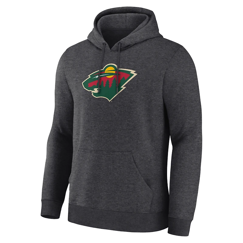 Men's Fanatics Heather Charcoal Minnesota Wild Essential Hoodie