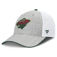 Men's Fanatics Heather Gray/White Minnesota Wild Structured Trucker Adjustable Hat