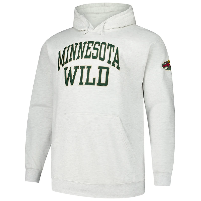 Sweat à capuche en polaire gris chiné Fanatics pour hommes, grande taille, Minnesota Wild