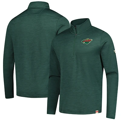 Men's Fanatics  Heather Green Minnesota Wild Authentic Pro Lightweight Quarter-Zip Pullover