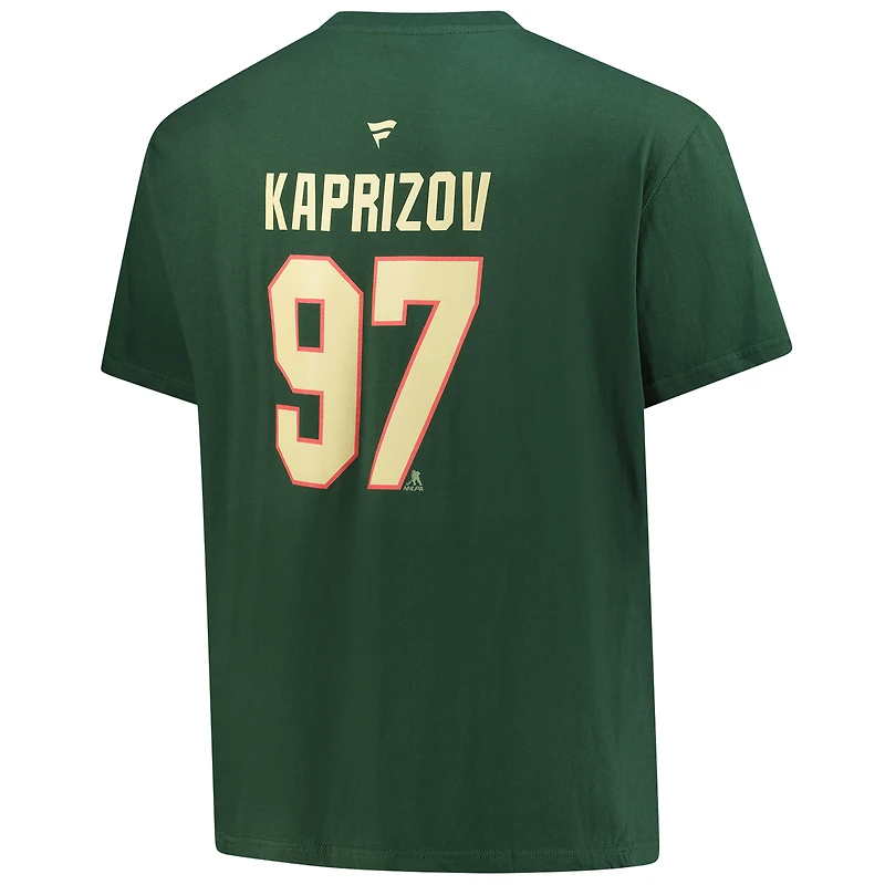 Men's Fanatics Kirill Kaprizov Dark Green Minnesota Wild Big &Tall Name & Number T-Shirt
