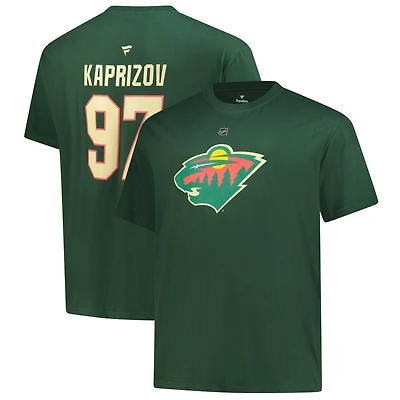 T-shirt Fanatics Kirill Kaprizov vert foncé pour homme, avec nom et numéro des Wild du Minnesota, taille Big & Tall