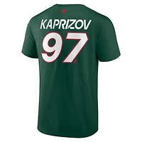 Men's Fanatics Kirill Kaprizov Green Minnesota Wild Authentic Pro Prime Name & Number T-Shirt