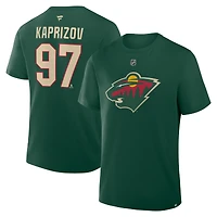 Men's Fanatics Kirill Kaprizov Green Minnesota Wild Authentic Stack Name & Number T-Shirt