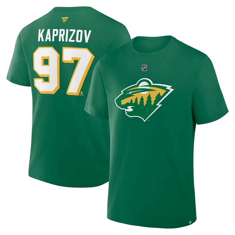 T-shirt authentique Fanatics Kirill Kaprizov vert Minnesota Wild avec nom et numéro