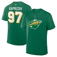 T-shirt authentique Fanatics Kirill Kaprizov vert Minnesota Wild avec nom et numéro