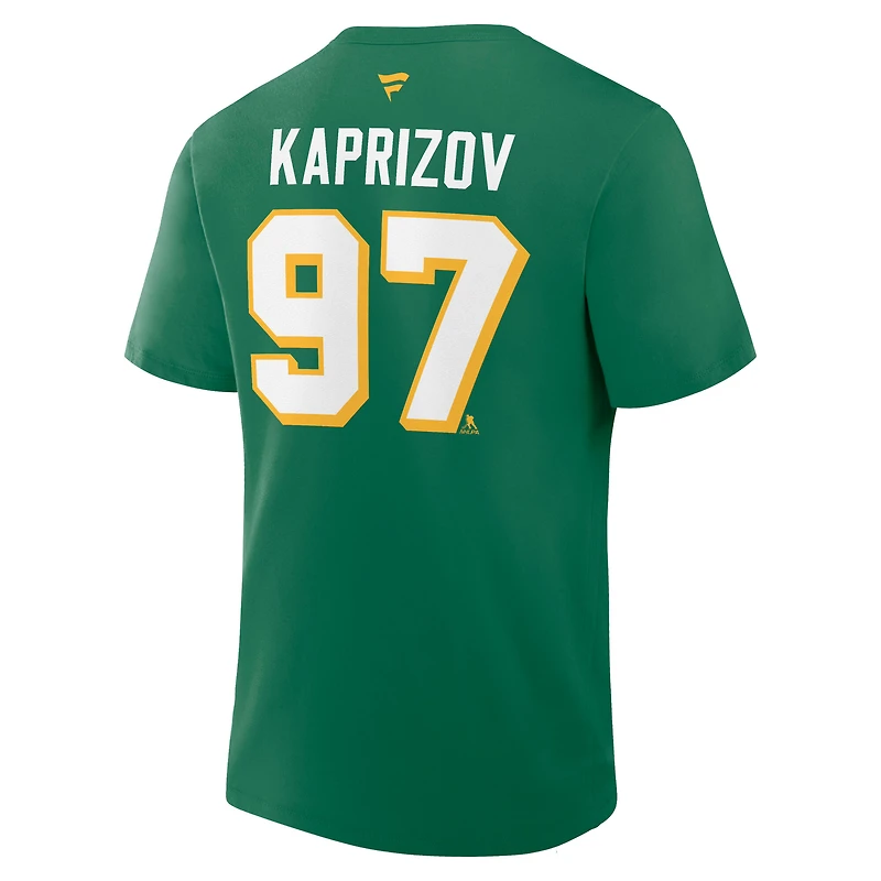 Men's Fanatics Kirill Kaprizov Kelly Green Minnesota Wild Authentic Stack Name & Number T-Shirt