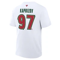 T-shirt authentique Fanatics Kirill Kaprizov blanc Minnesota Wild avec nom et numéro