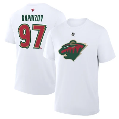 T-shirt authentique Fanatics Kirill Kaprizov blanc Minnesota Wild avec nom et numéro