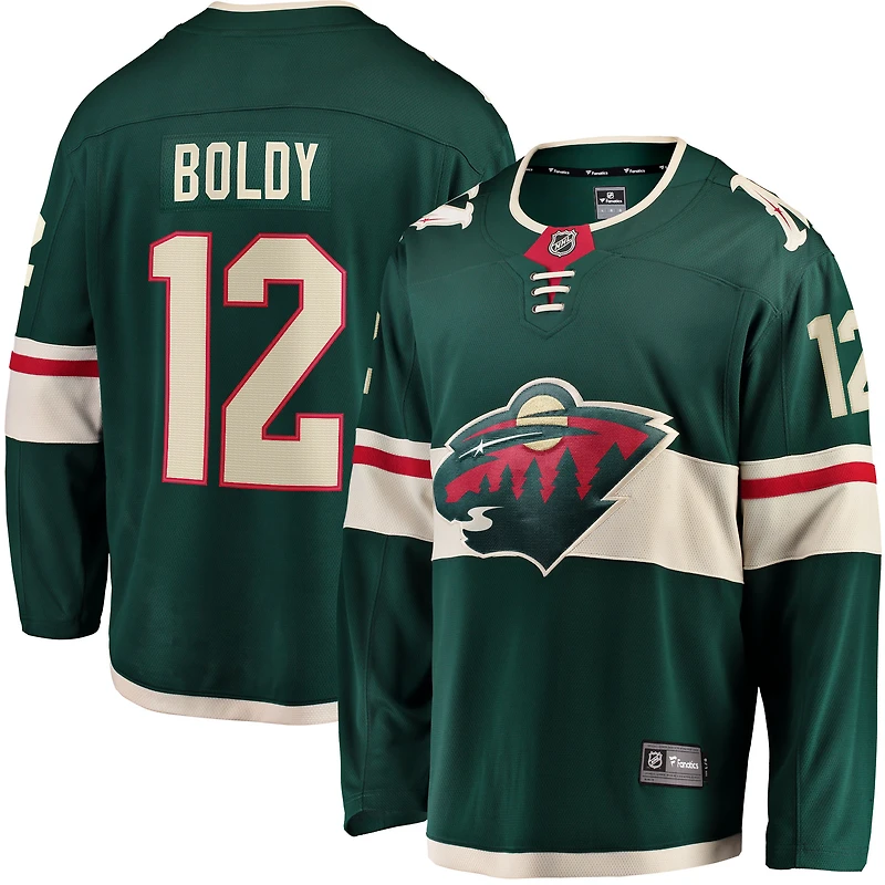 Maillot de joueur domicile vert Matthew Boldy Minnesota Wild pour homme (Fanatics)