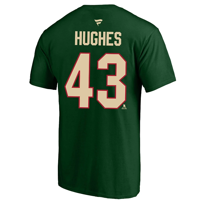 Men's Fanatics Quinn Hughes Green Minnesota Wild Big & Tall Heat Check Name Number T-Shirt