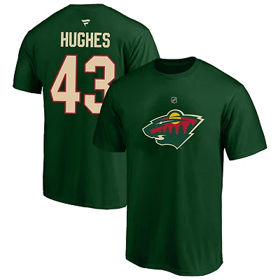 Men's Fanatics Quinn Hughes Green Minnesota Wild Big & Tall Heat Check Name Number T-Shirt