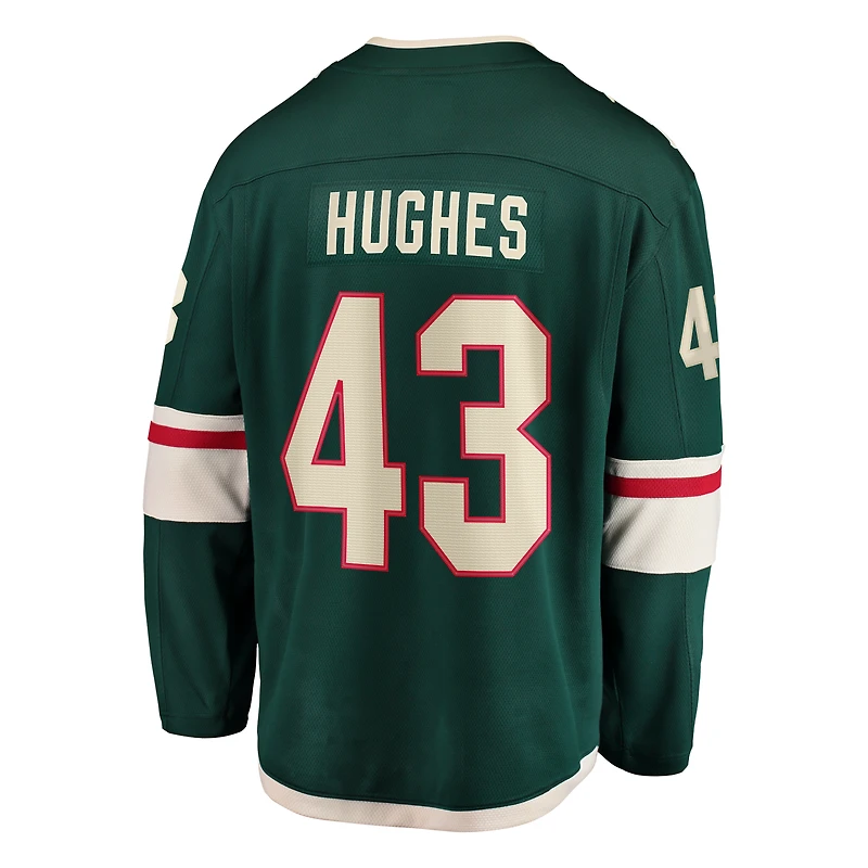 Men's Fanatics Quinn Hughes Green Minnesota Wild Home Breakaway Jersey