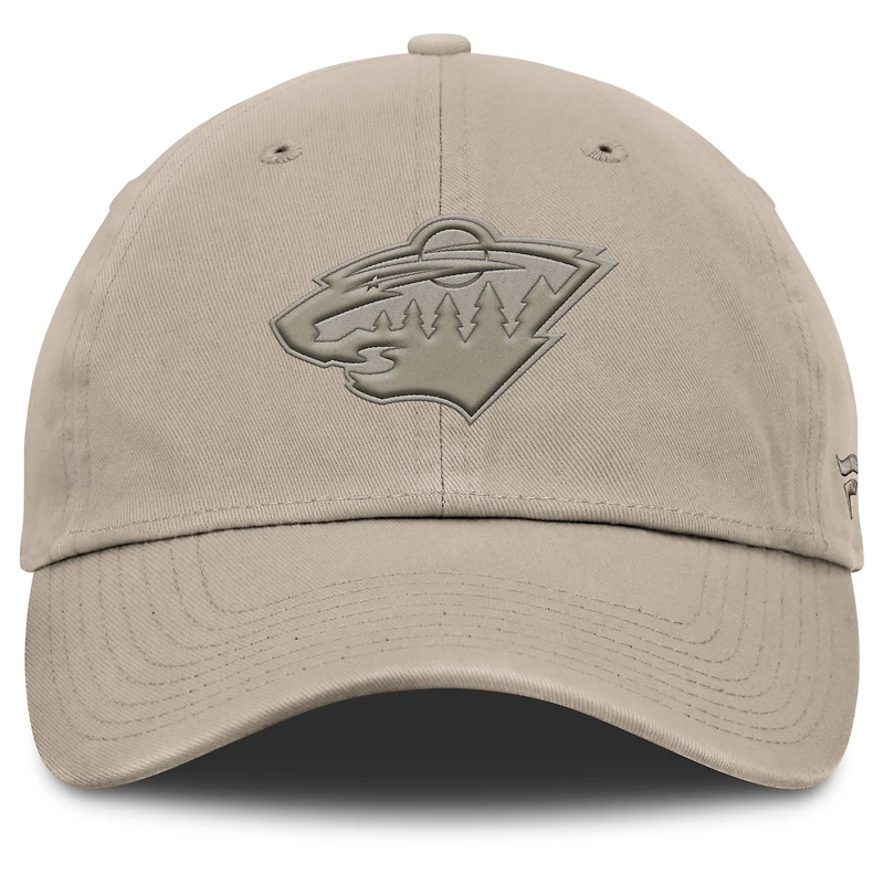 Casquette ajustable Fanatics Tan Authentic Pro Road pour homme, Minnesota Wild