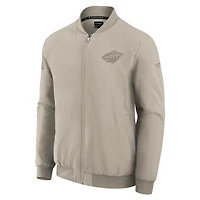Men's Fanatics Tan Minnesota Wild Authentic Pro Road Lightweight Full-Zip Bomber Jacket