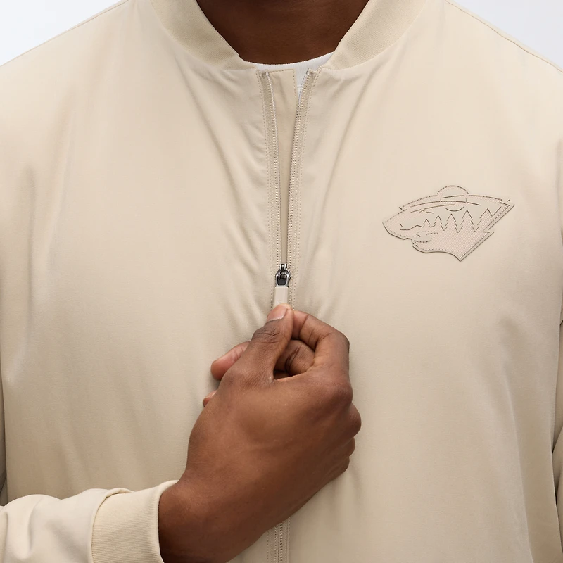 Men's Fanatics Tan Minnesota Wild Authentic Pro Road Lightweight Full-Zip Bomber Jacket