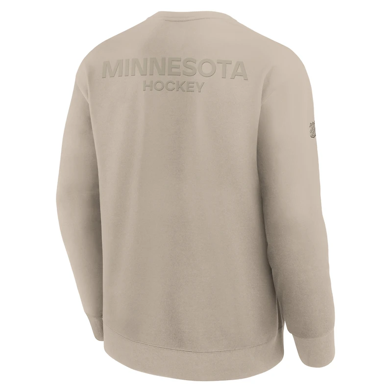 Sweat-shirt Fanatics Tan Authentic Pro Road Tri-Blend pour homme, Minnesota Wild