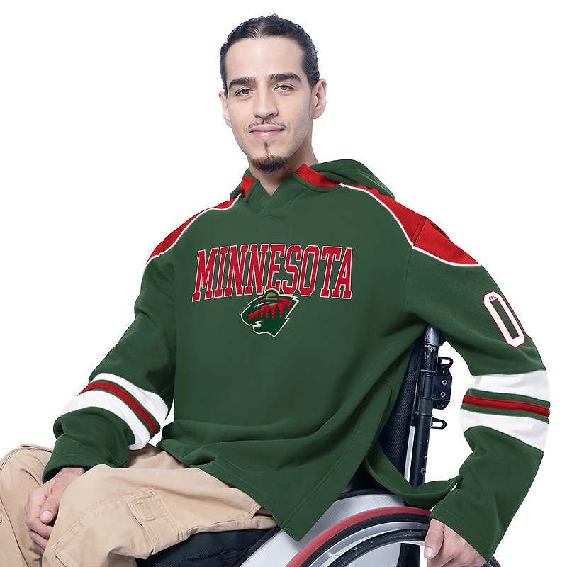 Men's G-III Sports by Carl Banks  Green Minnesota Wild Adaptive Wear Lord Stanley Hooded Long Sleeve Sweatshirt