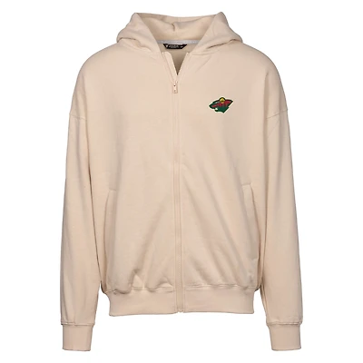 Sweat à capuche entièrement zippé Levelwear pour hommes, crème, Minnesota Wild Uphill Insignia