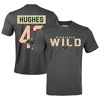 Men's Levelwear Quinn Hughes Gray Minnesota Wild Richmond Name & Number T-Shirt