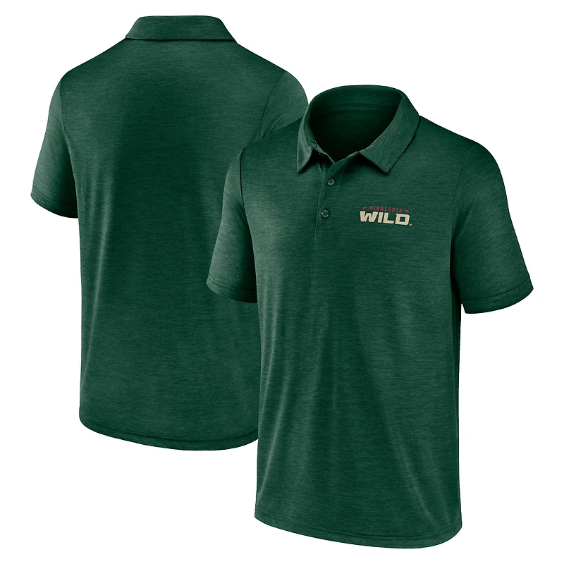 Polo vert athlétique avec logo pour homme, motif Minnesota Wild Unstoppable