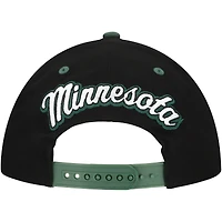 Casquette ajustable Pro Crown bicolore avec inscription arrière noire/verte Minnesota Wild de Mitchell & Ness pour homme