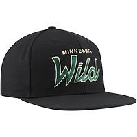 Casquette Snapback noire Mitchell & Ness Minnesota Wild Core Team Script 2.0 pour hommes