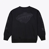 Men's Mitchell & Ness Black Minnesota Wild Phantom Fleece Crew Neck Sweatshirt