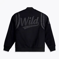 Veste universitaire Mitchell & Ness noire pour homme, modèle Minnesota Wild Walk The Tunnel, à boutons-pression.