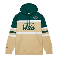 Sweat à capuche Mitchell & Ness pour hommes, crème/vert, Minnesota Wild Head Coach