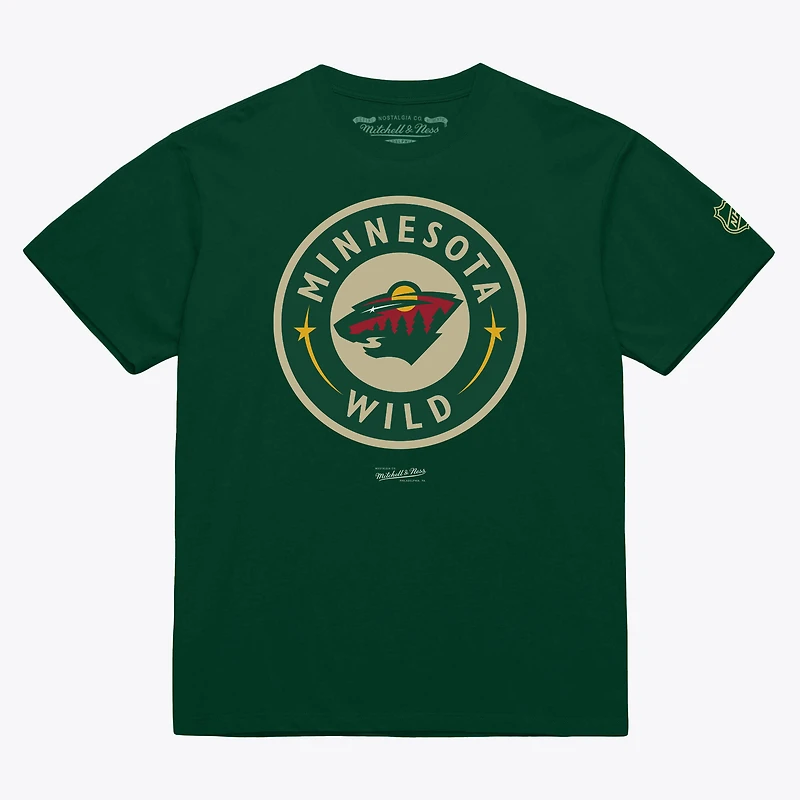 T-shirt Mitchell & Ness vert Minnesota Wild Core avec logo actuel pour homme