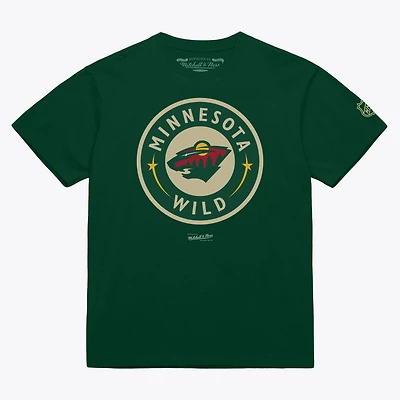 T-shirt Mitchell & Ness vert Minnesota Wild Core avec logo actuel pour homme