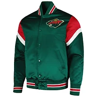 Men's Mitchell & Ness Green Minnesota Wild Midweight Satin Full-Snap Jacket