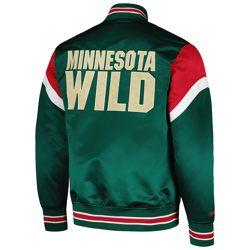 Men's Mitchell & Ness Green Minnesota Wild Midweight Satin Full-Snap Jacket