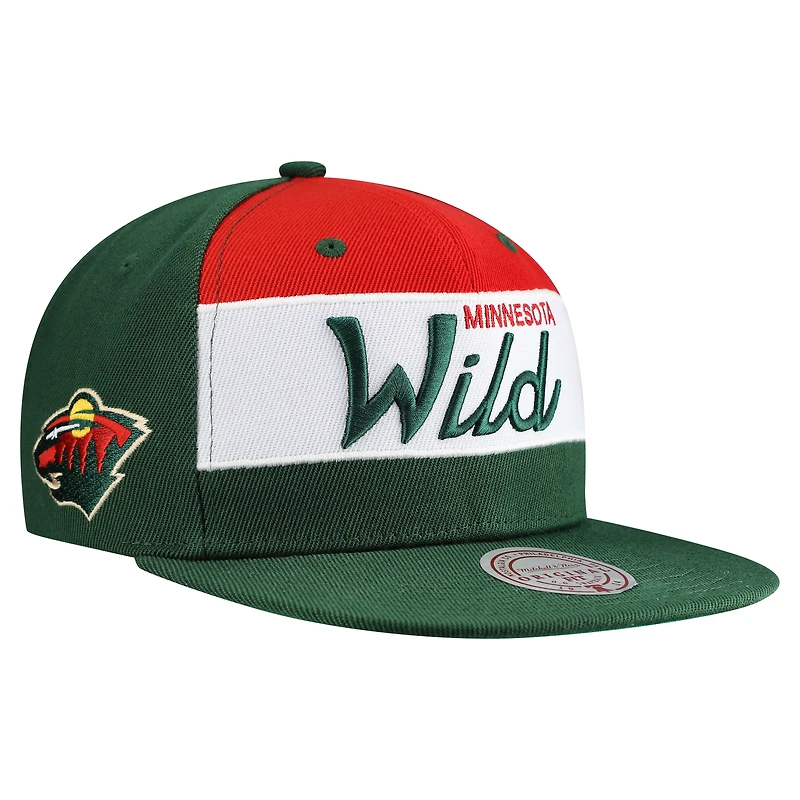 Casquette snapback Mitchell & Ness verte Minnesota Wild pour homme