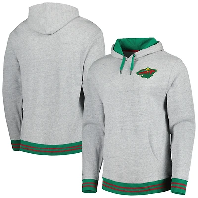 Men's Mitchell & Ness  Heather Gray Minnesota Wild Classic French Terry Pullover Hoodie