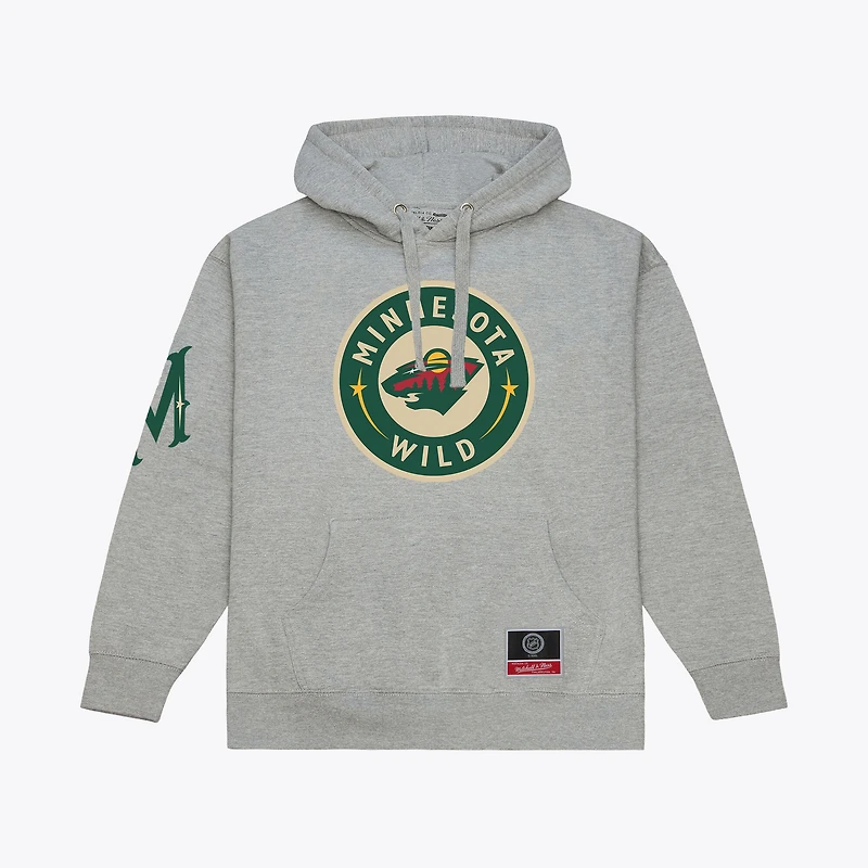Sweat à capuche Mitchell & Ness gris chiné Minnesota Wild pour homme