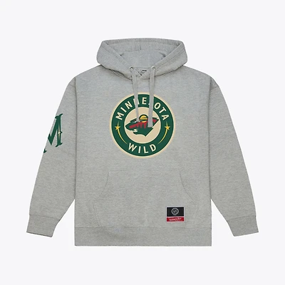Sweat à capuche Mitchell & Ness gris chiné Minnesota Wild pour homme