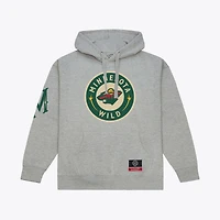 Sweat à capuche Mitchell & Ness gris chiné Minnesota Wild pour homme