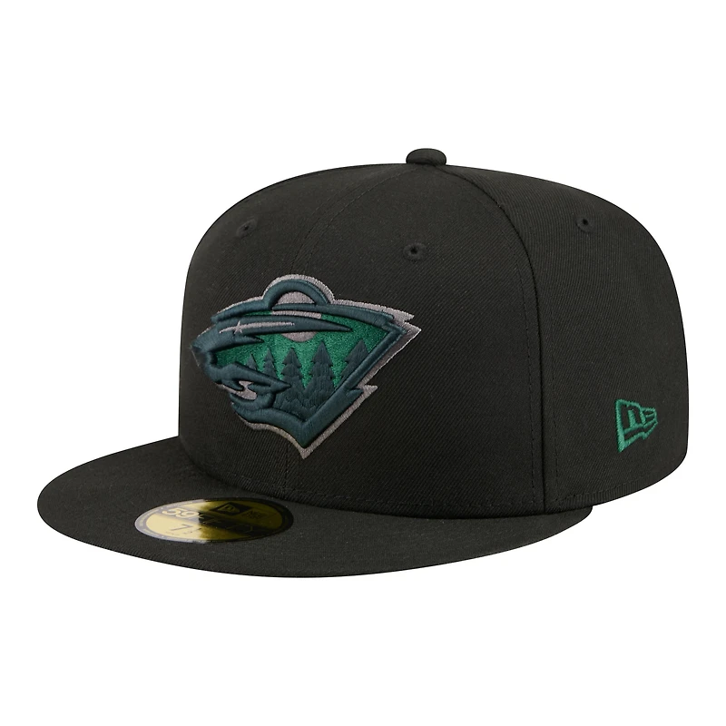 Men's New Era Black Minnesota Wild Color Pop 59FIFTY Fitted Hat