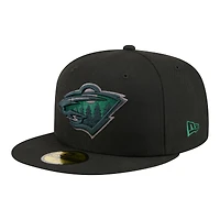Men's New Era Black Minnesota Wild Color Pop 59FIFTY Fitted Hat