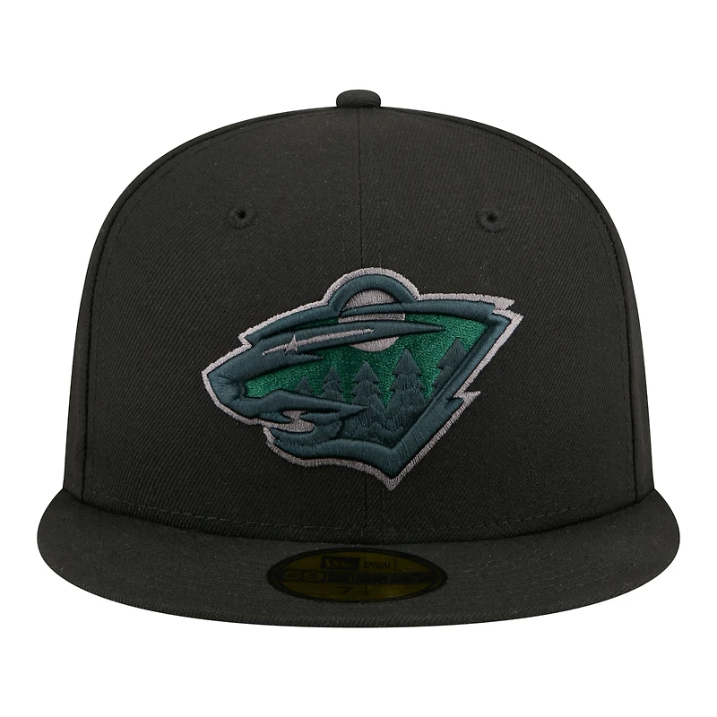 Men's New Era Black Minnesota Wild Color Pop 59FIFTY Fitted Hat