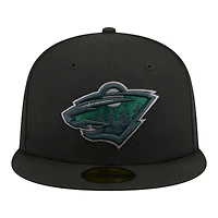 Men's New Era Black Minnesota Wild Color Pop 59FIFTY Fitted Hat