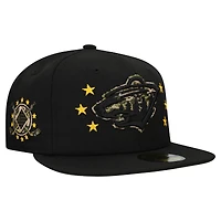 Casquette ajustée 59FIFTY pour homme, motif camouflage numérique, étoiles, style militaire, Minnesota Wild, New Era, noir