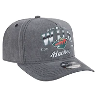 Men's New Era  Charcoal Minnesota Wild Throwback Washed A-Frame Pre-Curved 9FIFTY Snapback Hat
